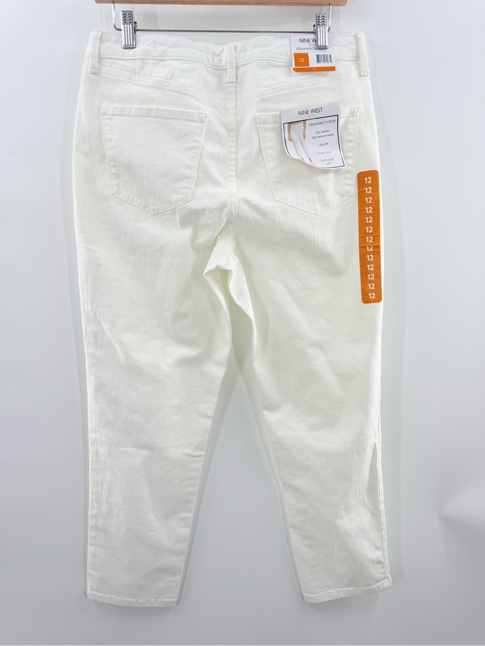 NWT Nine West Gramercy Crop Straight Slim Jeans White  Size 12 - Picture 6 of 11